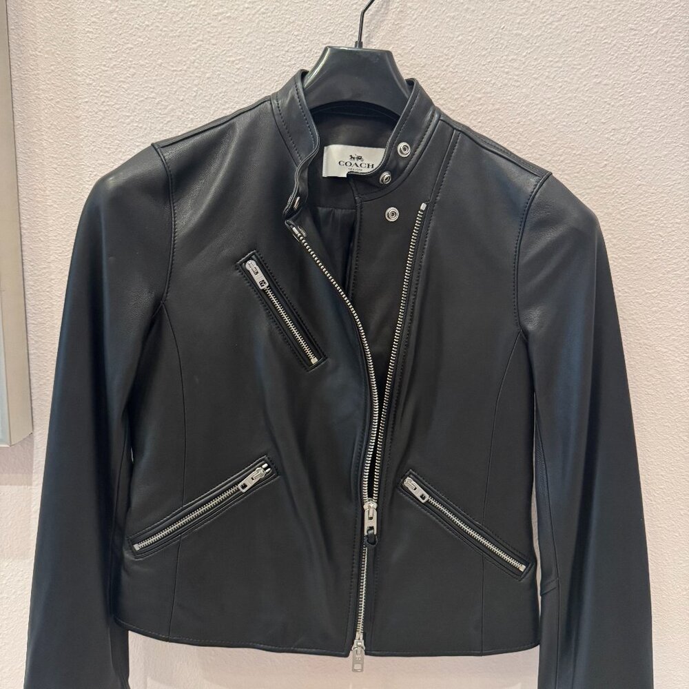 Coach Uptown Racer Leather Jacket - Size Small